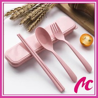 Combo 2 bộ đũa thìa dĩa lúa mạch đa dạng mẫu mã, màu sắc bắt mắt 00327
