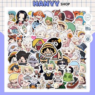 Set 50/100 Sticker One Piece KHÔNG TRÙNG, Nhãn Dán Trang Trí Laptop, Sticker Decor Mũ Bảo Hiểm, Phụ Kiện, Vali - Hanyysh