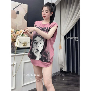 Áo thun sát nách ngực in hình bé gái đeo kính, áo thun nữ lưng in chữ VIENS STORE