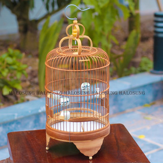  Lồng chim khuyên lồng khuyên trơn chất liệu trúc xử lí đỏ sàn phóc lồng khuyên tròn giá rẻ 