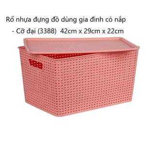 Giỏ đựng đồ đa năng, rổ nhựa có nắp, rổ giả mây có nắp Việt Nhật