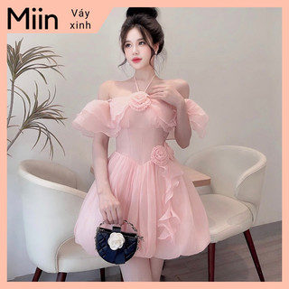 Váy trễ vai phối bèo tơ