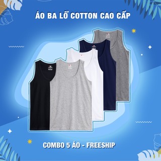Set 5 áo thun ba lỗ nam chất thun cotton co giãn thoát nhiệt tốt Pigofashion Zabl01