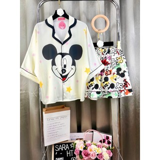 PYJAMA NỮ LỤA XƯỚC MICKEY CÁNH DƠI - đồ bộ mặc nhà