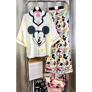 PYJAMA NỮ LỤA XƯỚC MICKEY CÁNH DƠI - đồ bộ mặc nhà