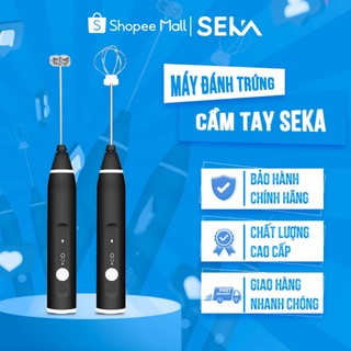 Máy đánh trứng cầm tay mini SEKA SK-778 tạo bọt cà phê dùng pin 2 đầu đánh 3 tốc độ tiện lợi chính hãng