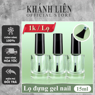 Chai thuỷ tinh chiết sơn gel có sẵn cọ- chai nhỏ 15ml chiết sơn gel, nước mềm da