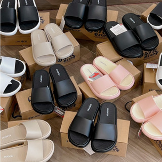 Dép Quai Ngang Nam Nữ Mũi Tròn LUOFU Hàng Hộp Đế Cao 3 Phân Cao Su Non Êm Mềm Đi Mưa LFT002