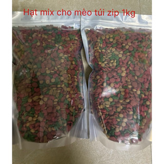 Thức ăn cho mèo, hạt mix dính dưỡng cho mèo túi zip 1kg