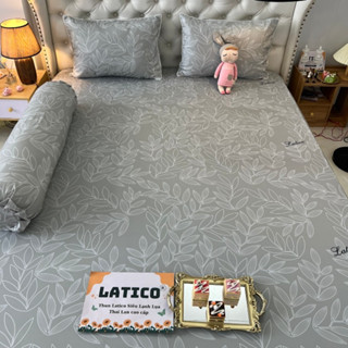 Mẫu Lá xám. Bộ ga giường thun Latico siêu lạnh Lụa (áo gối ôm khoá kéo)