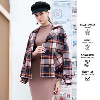 Áo khoác casual style dạ mỏng karo gray 312CO1014 ADORE DRESS