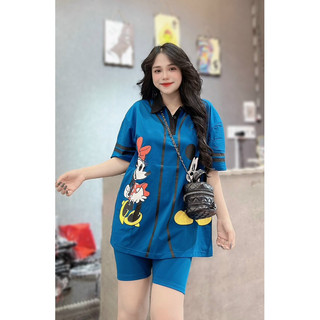 ĐỖ PHƯƠNG THẢO BIGSIZE SET THUN NGỐ MICKEY CỔ SƠ MI