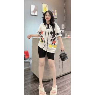 ĐỖ PHƯƠNG THẢO BIGSIZE SET THUN NGỐ MICKEY CỔ SƠ MI