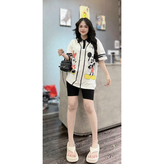 ĐỖ PHƯƠNG THẢO BIGSIZE SET THUN NGỐ MICKEY CỔ SƠ MI