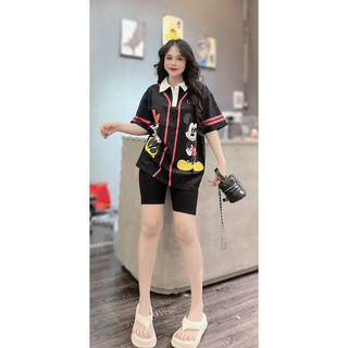 ĐỖ PHƯƠNG THẢO BIGSIZE SET THUN NGỐ MICKEY CỔ SƠ MI