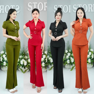 Bộ Đồ Thiết Kế Đi Tiệc cổ somi Kèm quần ống Loe Và Ôm Chất Vải Xốp Nhật Dày Dặn cao cấp sang trọng lịch sự