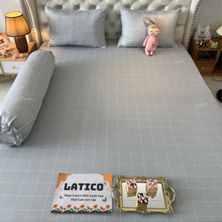 Mẫu Ô kẻ. Bộ ga giường thun Latico siêu lạnh Lụa (áo gối ôm khoá kéo)