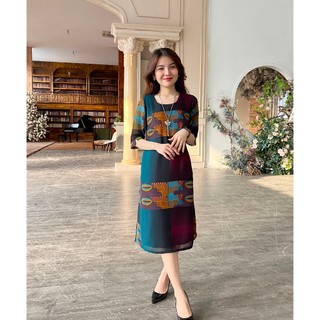 Đầm Suông Trung Niên Bigsize U50 Sang Trọng Màu Sắc Trang Nhã Thanh Lịch  Form Suông Che Khuyết Điểm Tốt D146