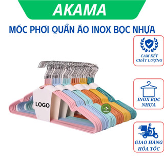 Móc treo quần áo, mắc phơi inox bọc nhựa, chống trơn, kích thước người lớn, trẻ em - Set 10 chiếc