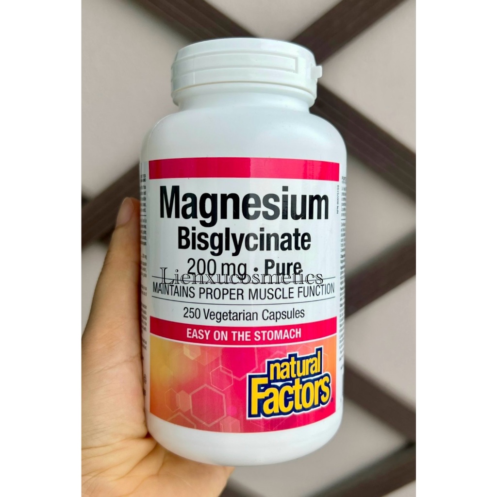 Viên uống Magie Natural Factors Magnesium bisglycinate 200mg; 250 viên; HsD 2028