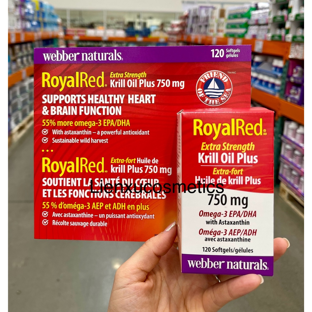 Dầu nhuyễn thể Webber Naturals Krill oil 750mg, 120 Viên;( bill Costco Canada)