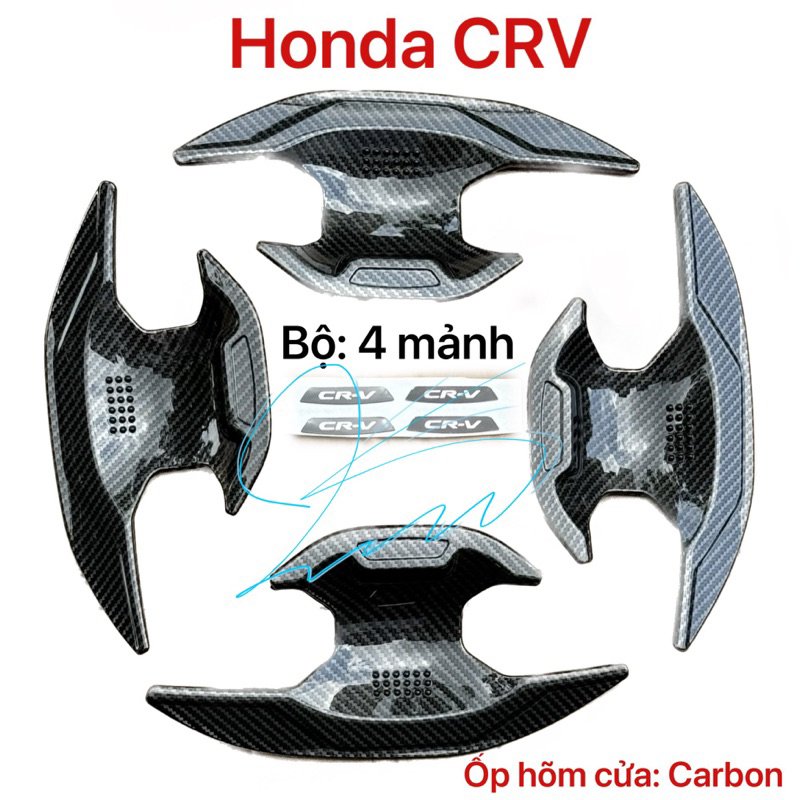 Ốp Hõm cửa Ốp chén cửa xe CRV 2024 2025 Carbon cao cấp kèm logo đẹp Phụ kiện Honda