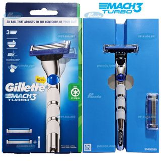 Dao cạo râu 3 lưỡi Gillette Mach 3 Turbo 3D (1 tay cầm và 2 đầu cạo)