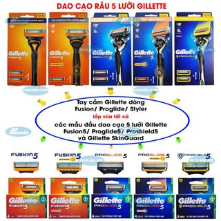 Dao cạo râu 5 lưỡi Gillette Fusion5/ Proglide5/ Proshield5 - hộp đầu lưỡi thay thế