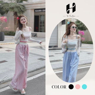 Quần Ống Rộng Kẻ Caro Chất Đũi Hàn Mềm Mại Mát Mẻ, Quần Ống Suông Mặc Đi Biển Đi Chơi Tôn Dáng Thời Trang H-Store [029]