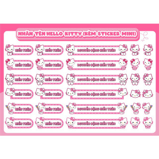 Nhãn tên Hello Kitty in tên theo yêu cầu dán đồ dùng học tập TooYoo ITYC010