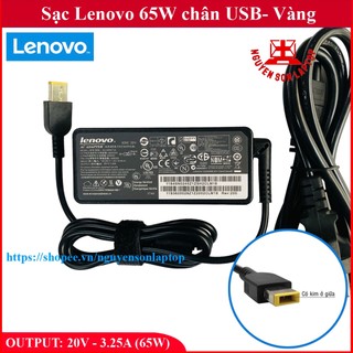 Sạc Laptop Lenovo 20V - 3.25A (65W) Chân USB - đầu Vàng thay cho G40-30 G40-70 Z40 Z50 E41-80 G40 G40-45 G40-80 Yoga