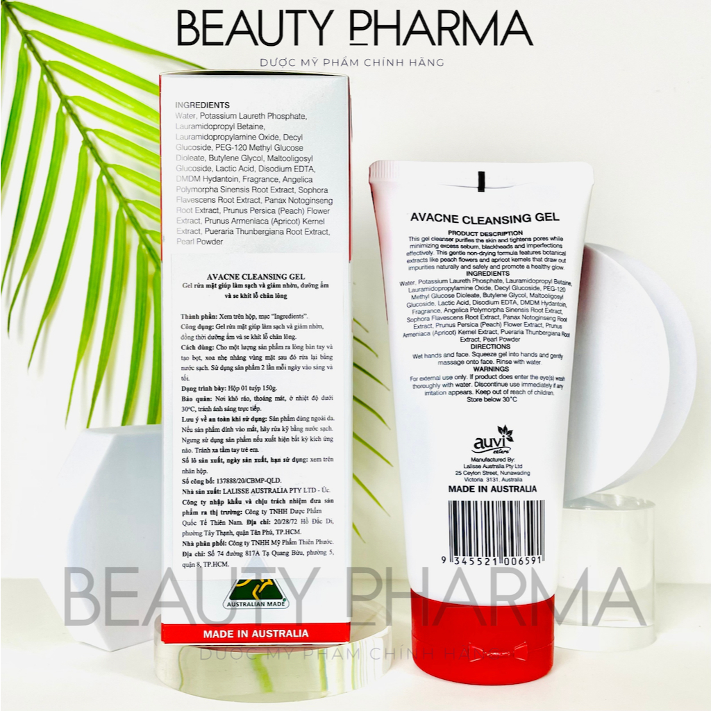 [DATE MỚI-CHÍNH HÃNG] AVACNE CLEANSING GEL AUVI NATURE – Sữa rửa mặt làm sạch, giảm nhờn mụn và se khít lỗ chân lông