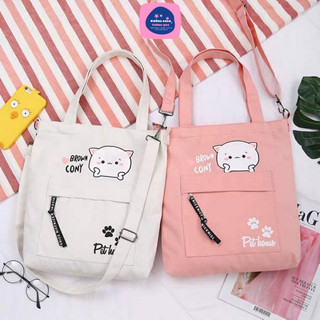 Túi tote đeo 2 kiểu- gấu cony brown