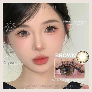 DƯAA LENS Kính Áp Tròng Nâu Tommy 062 Brown Long Lanh Giãn To [Giá 1 cặp tặng kèm khay đựng và dụng cụ đeo]