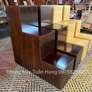 Bục tam cấp gỗ, bục tam cấp kê ban thần tài mẫu trơn