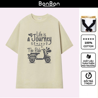 Áo thun unisex, áo phông form rộng 100% cotton, co giãn 2 chiều, cổ bo tròn, hình in Pet có thể giặt máy BonBon - AH2546