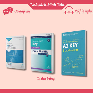 Sách - Cambridge A2 Key for Schools combo 3 quyển - luyện thi KET - có file nghe đáp án - in đen trắng