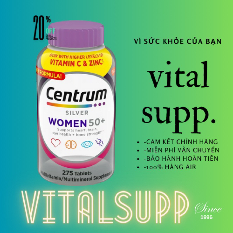 VIÊN UỐNG BỔ SUNG VITAMIN CENTRUM SILVER 50+ CHO NỮ