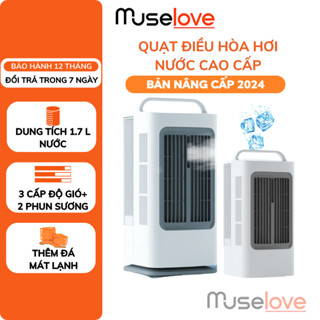 Quạt Điều Hòa Không Khí MUSELOVE , Quạt Hơi Nước Mini, Làm Mát 3 Tốc Độ Gió, Chế Độ Hẹn Giờ, Xoay Tự Động Qdh04