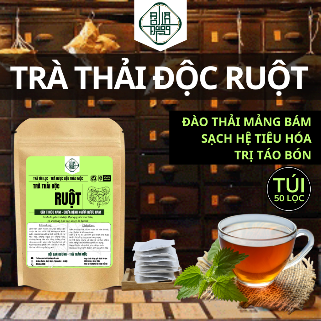 Trà Thải Độc Ruột Nature Tea Bội Lan Đường,Sạch Đường Ruột, Giảm Táo Bón,Hỗ Trợ Tiêu Hóa,Bịch 50 lọc