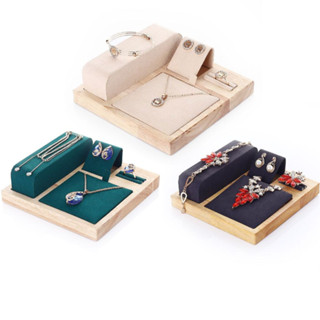 Giá gỗ trưng bày trang sức dây chuyền [D2C_K2] lai trim chụp mẫu ảnh 3D rất đẹp