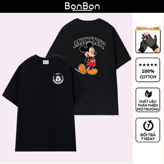 Áo thun Mickey, áo phông unisex form rộng 100% cotton, co giãn 2 chiều, cổ bo tròn, có thể giặt máy BonBon - AHMK02