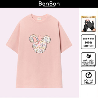 Áo thun Mickey, áo phông unisex form rộng 100% cotton, co giãn 2 chiều, cổ bo tròn, có thể giặt máy BonBon - AHMK10