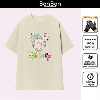 Áo thun Mickey, áo phông unisex form rộng 100% cotton, co giãn 2 chiều, cổ bo tròn, có thể giặt máy BonBon - AHMK12