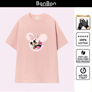 Áo thun Mickey, áo phông unisex form rộng 100% cotton, co giãn 2 chiều, cổ bo tròn, có thể giặt máy BonBon - AHMK16
