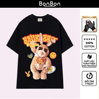 Áo thun thỏ Rabbit, áo phông unisex form rộng 100% cotton, co giãn 2 chiều, cổ bo tròn, có thể giặt máy BonBon - AMTR01