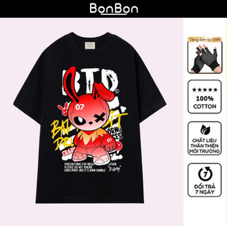 Áo thun thỏ Rabbit, áo phông unisex form rộng 100% cotton, co giãn 2 chiều, cổ bo tròn, có thể giặt máy BonBon - AMTR03
