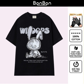 Áo thun thỏ Rabbit, áo phông unisex form rộng 100% cotton, co giãn 2 chiều, cổ bo tròn, có thể giặt máy BonBon - AMTR05