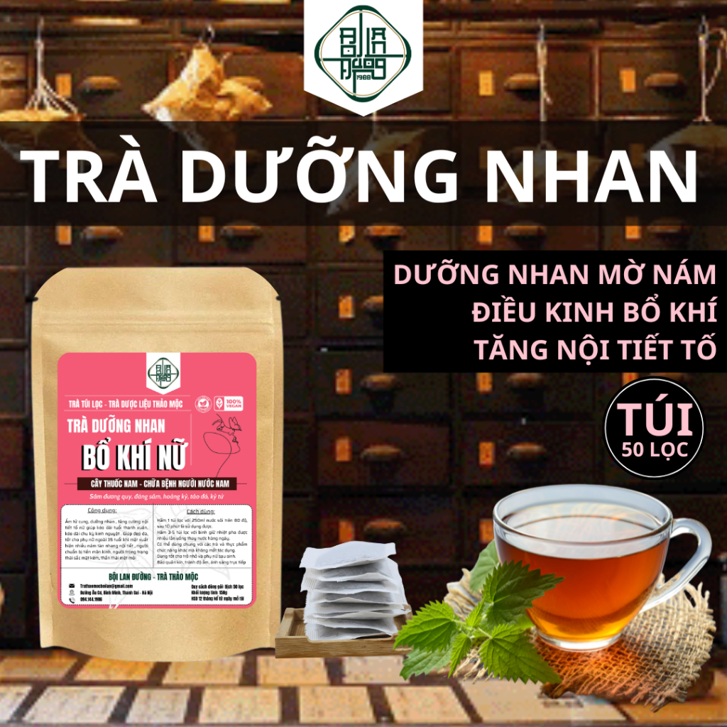 Trà Dưỡng Nhan Bổ Khí Huyết -Bội Lan Đường- Ấm Tử Cung, Cân Bằng Nội Tiết, Đẹp Da, Giảm Cân, Mát Gan, Thanh Lọc, Dễ Ngủ