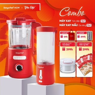 Combo máy xay nấu đa năng 9in1 và máy xay sinh tố 3in1 chính hãng Lazychef, bộ đôi sống khỏe healthy